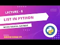 Lecture 8 Python List in Python List Functions