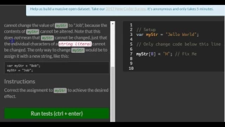 Understand String Immutability freeCodeCamp Basic Javascript
