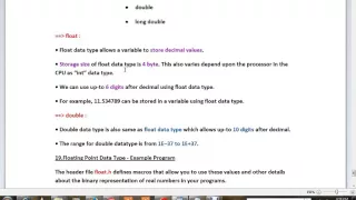 C PROGRAM FLOATING POINT DATA TYPES