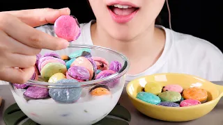 ASMR Macarons in Milk 🥛 | Homemade Mini Macaron Cereal | Eating Sounds Mukbang