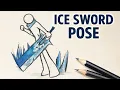 How to Draw a Dynamic Body Pose with an Ice Sword Fantasy Character Drawing
