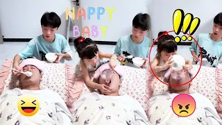 When Dad Pretends to Be Sick: Brother & Sister Have Completely Different Reactions 😂