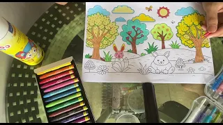 Hướng dẫn tô màu bức tranh thỏ con dạo chơi phần 3