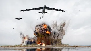 Scary Moment When Massive US B-52s Drop Tons of Bombs on a Tiny Island