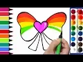Rainbow Heart Bow Coloring Page Learn Colors For Girls