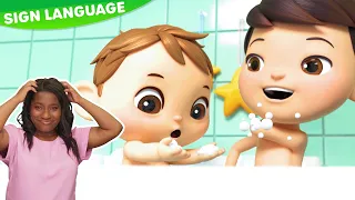 Bath Song with Lellobee 🐝 Learn ASL & Baby Sign Language for Kids