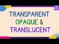 Transparent Opaque Translucent Objects Examples