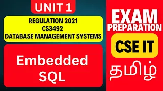 Embedded SQL in DBMS CS3492 Database Management Systems Anna University R2021