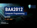 Week 5 BAA2012 Computer Programming - Decision Revision
