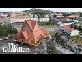 Download Lagu Sweden's landmark Kiruna church crawls towards new location