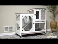 Aivituvin AIR7013 Premium 2 Story Wooden Rabbit Hutch with Casters Pull Out Tray