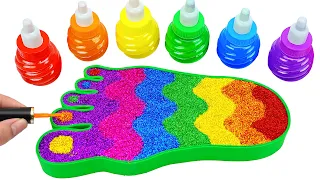 Satisfying Video l How to make Mixing Slime Foot into Bathtub & Rainbow Nail Polish Cutting ASMR
