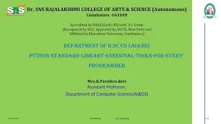 Python Standard Library Essential Tools OOPs with Python Programming SNS Institutions