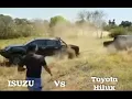TUG OF WAR ISUZU V cross VS Toyota Hilux. Both ended up with burning 🔥Tyre 🛞
