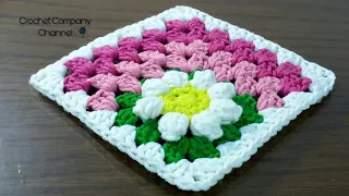 كروشيه مربع الجرانى بورده جانبيه Crochet Granny Square  كروشيه مربع الجرانى بورده جانبيه Crochet Granny Square