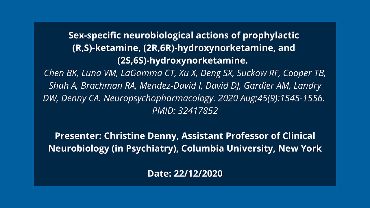 4. Sex-specific neurobiological actions of prophylactic (R,S)-ketamine, (2R,6R) and (2S,6S)
