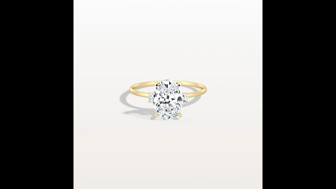 Olivia丨2CT Three-Stone Lotus-Inspired Lab-grown Diamond Engagement Ring