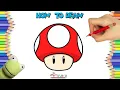 How to Draw a Mario Mushroom Step-by-Step Easy Tutorial for Beginners