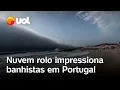 Download Lagu Nuvem rolo gigante assusta e impressiona banhistas em praia no norte de Portugal; veja vídeos