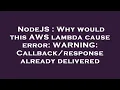 NodeJS Why would this AWS lambda cause error WARNING already delivered