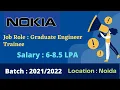 Nokia Off Campus Hiring Freshers for the Role of Graduate Engineer Trainee Software