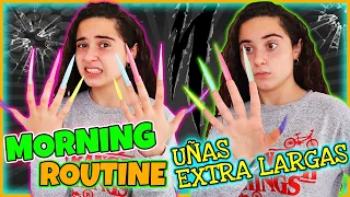 RUTINA DE MANANA CON UNAS EXTRA LARGAS RETO EXTREMO CON UNAS GIGANTES CLODETT