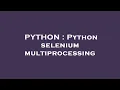 PYTHON Python selenium multiprocessing