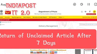 Indiapost IT 2 O How to return Unclaimed article in Delivery Management Card