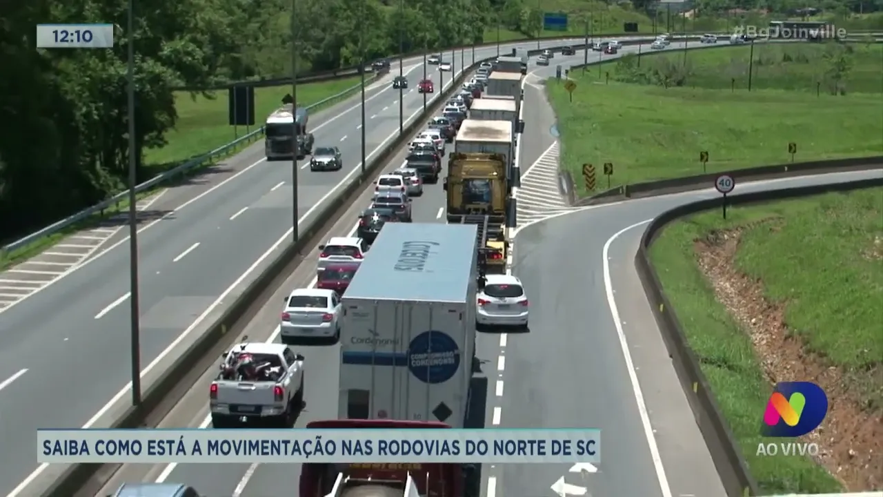 Saiba como está a movimentação nas rodovias do norte de SC