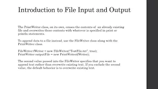 File Input and Output