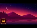 Nature Evening Landscape View Vector Illustration Adobe Illustrator CC Tutorial Vector Art