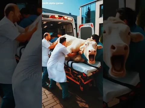 Pregnant cow rescued by doctors from city road  #humanity #rescueanimals #cow #veternery #animals