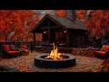 Download Lagu Autumn Cabin with Fireplace 🔥 Gentle Piano Music \u0026 Crackling Fireplace for Warm Fall Scenery