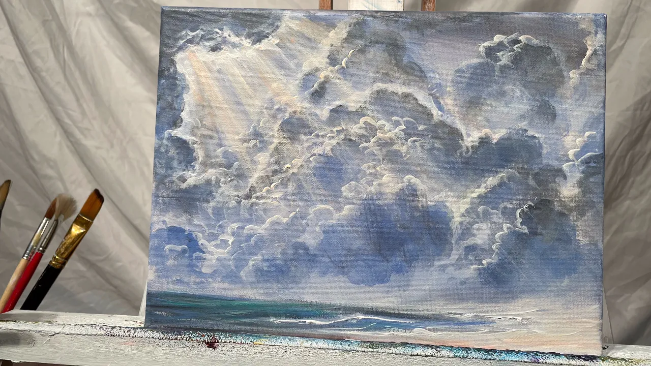 How To Paint The EASIEST CLOUDS ☁️ acrylic painting tutorial