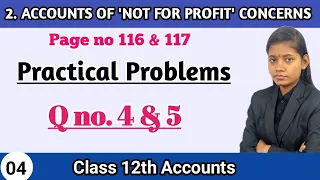 12th commerce accounts chapter 2 practical problems 4 and 5 not for profit hsc