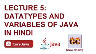 Lecture 5 Datatypes and Variables of Java in Hindi