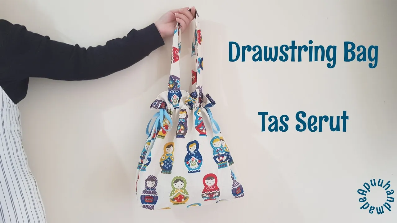 Cara Membuat Tas Serut Patchwork dari Kain Perca l  Drawstring Bag Tutorial. 