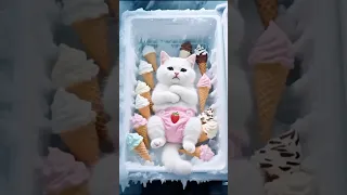 مياو اتجمد في تلاجة الايس كريم شوف اي الحصل Shortvideo قطط Cat 