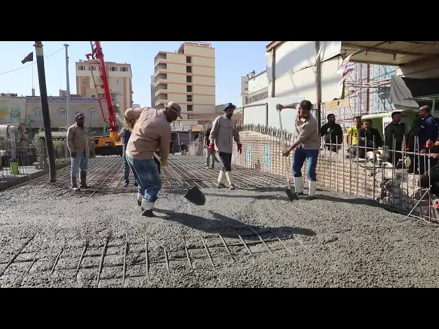 ⁣صب ارضية القَنْطَرَة الواقعة على نهر الحسينية