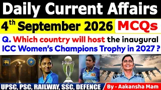 4th September 2026 Current Affairs🔥 | Daily MCQs | Today’s Most Important MCQs #currentaffairs2026