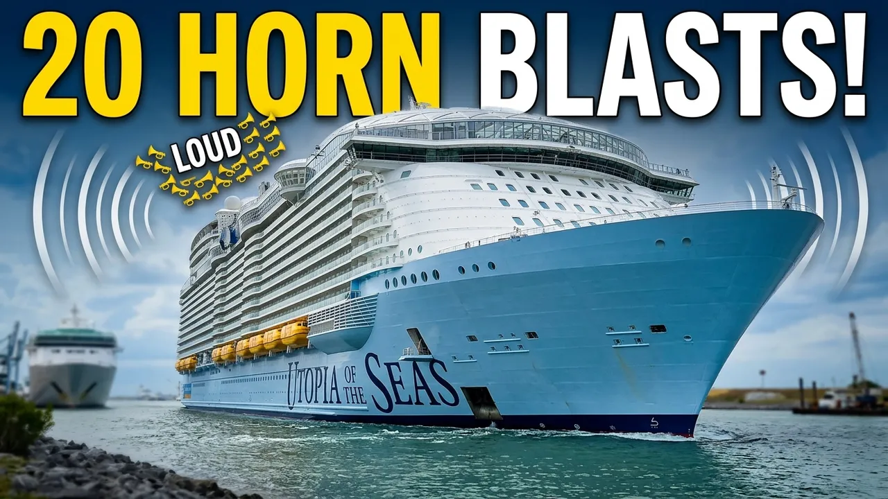 Utopia of the Seas STUNS Port Canaveral with 20 Horn Blasts Departure 🚢🔊