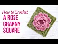 How to Crochet a Rose Granny Square Step by Step Tutorial US TERMS