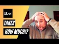 What percentage of an Uber rider s fare does a driver in upstate NY take