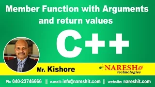 Member Function with Arguments and return values C Tutorial Mr Kishore