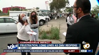 Frustration long lines as DMV reopens