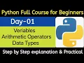 Day-01 Python Full Course for Beginners Variables Arithmetic Operators Data Types