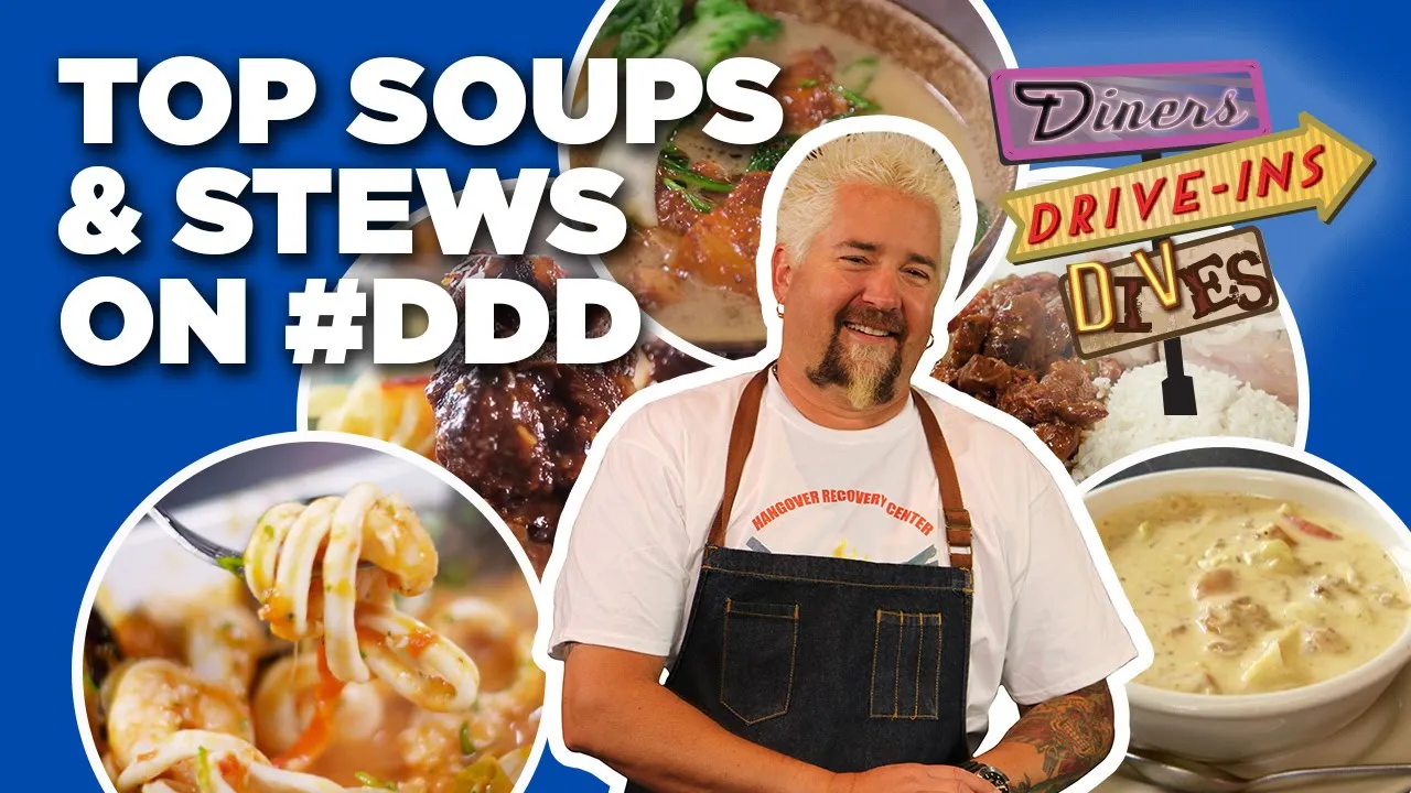 Top 10 #DDD Soup & Stew Videos with Guy Fieri   Diners, Drive-Ins and Dives   Food Network