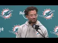 Miami Dolphins head coach Mike McDaniel reacts to victory