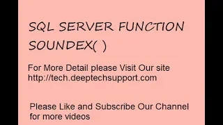 DeepTechSupport SQL Server SoundEx Function