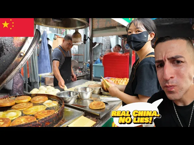 A Bustling Market in Xi'an, China, exotic street food, delicious breakfast is too tempting